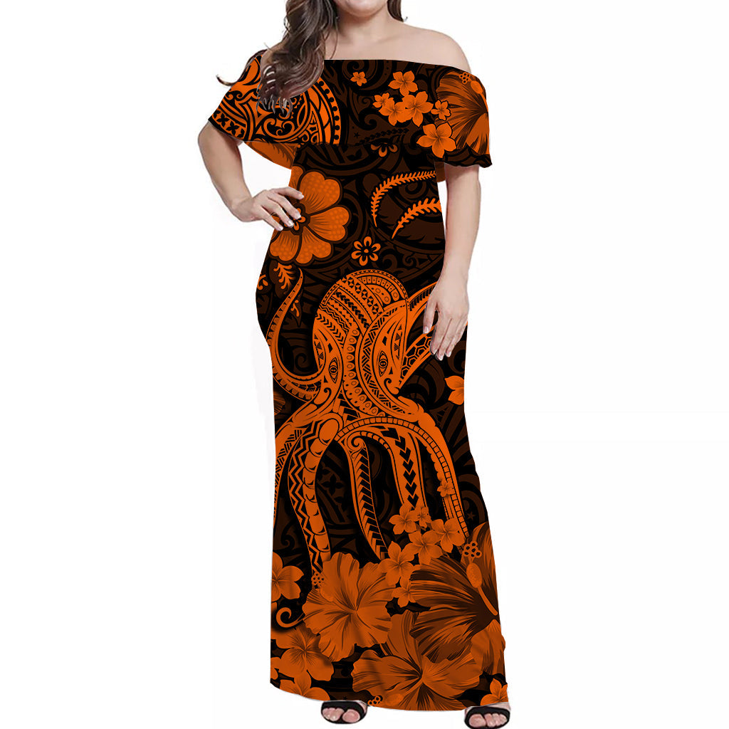 Hawaii Matching Hawaiian Shirt And Dress Polynesia Orange Octopus LT13 - Wonder Print Shop