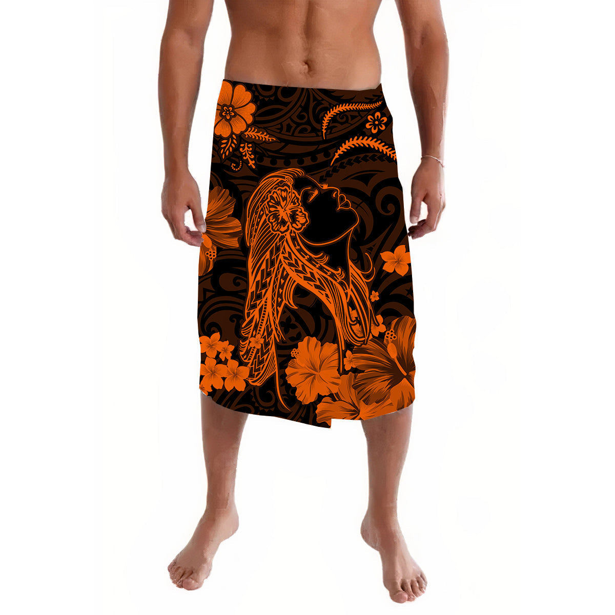 Hawaii Lavalava Polynesia Orange Beautiful Hula Girl LT13 - Wonder Print Shop