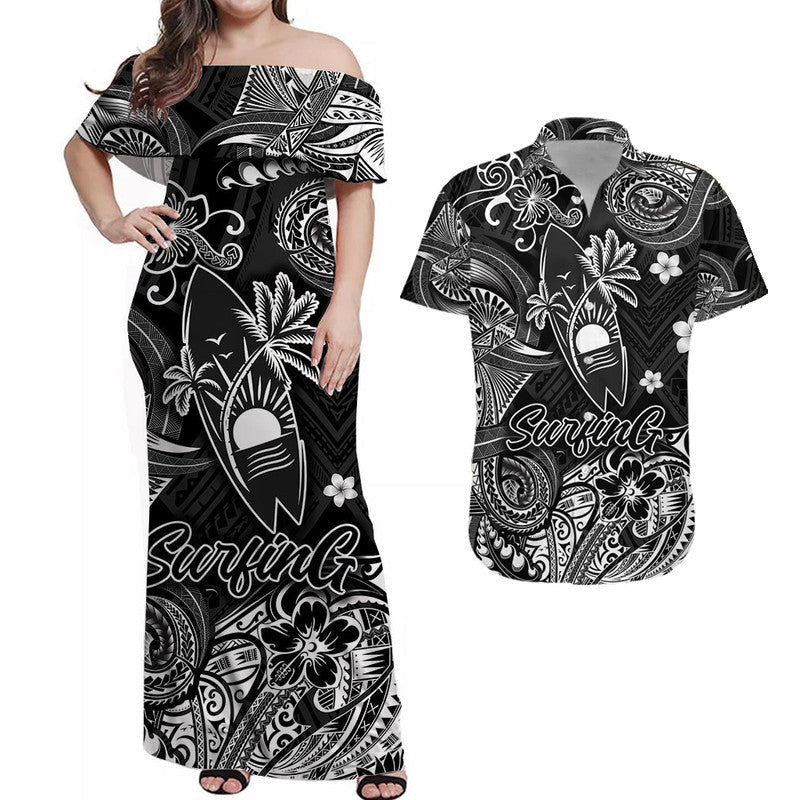 Hawaii Surfing Polynesian Matching Hawaiian Outfits For Couples Unique Style - Black LT8 - Wonder Print Shop