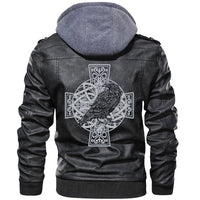 Viking Valknut Zipper Leather Jacket - Raven Cross RLT12 - Wonder Print Shop