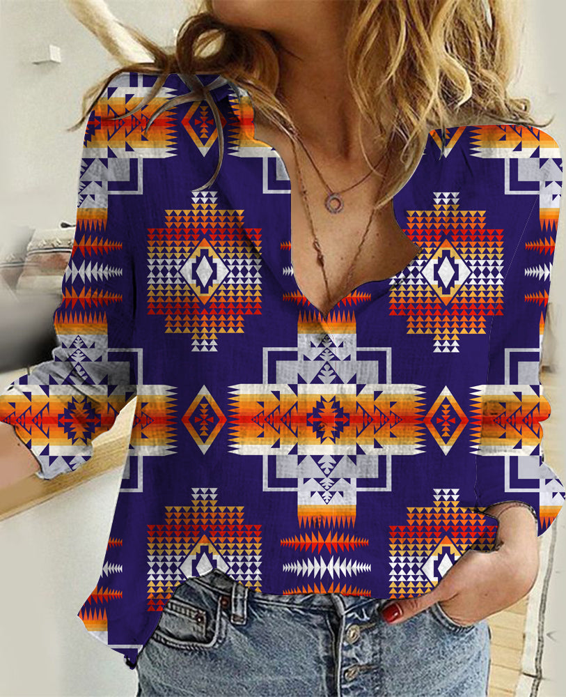 Purple Pattern Native American Linen Shirts LT10 - Wonder Print Shop