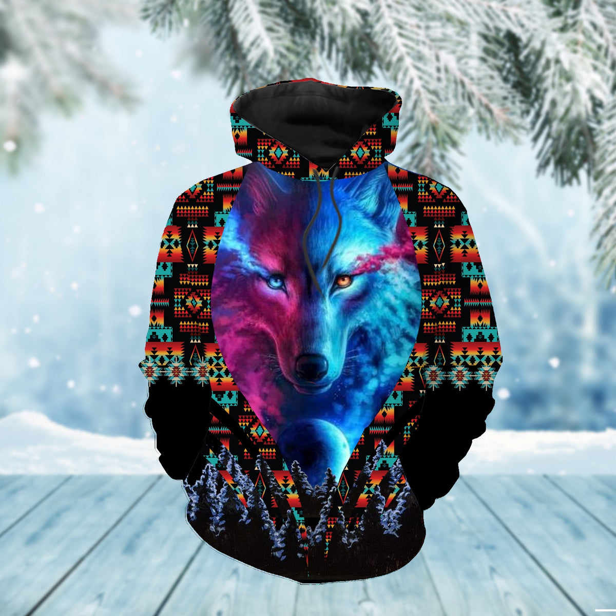 Native American Ice Fire Wolf 3D Hoodie LT10 - Wonder Print Shop