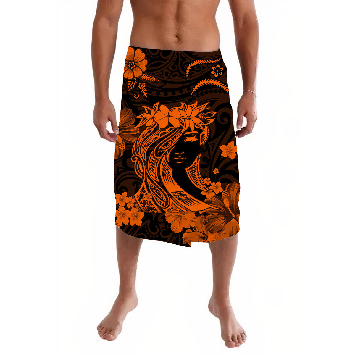 Hawaii Lavalava Polynesia Orange Attractive Hula Girl LT13 - Wonder Print Shop
