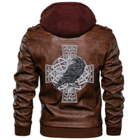 Viking Valknut Zipper Leather Jacket - Raven Cross RLT12 - Wonder Print Shop