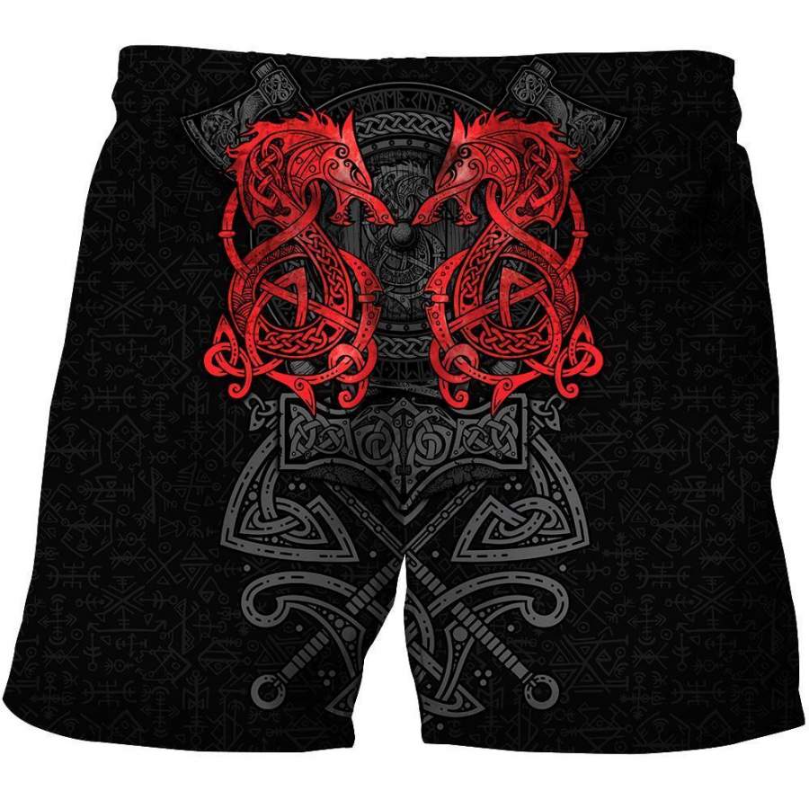 viking-clothing-red-fenrir-viking-wolf-tattoo-shorts