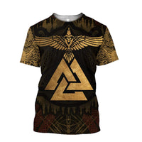 Viking Clothing Golden Huginn Tattoo T Shirt RLT12 - Wonder Print Shop