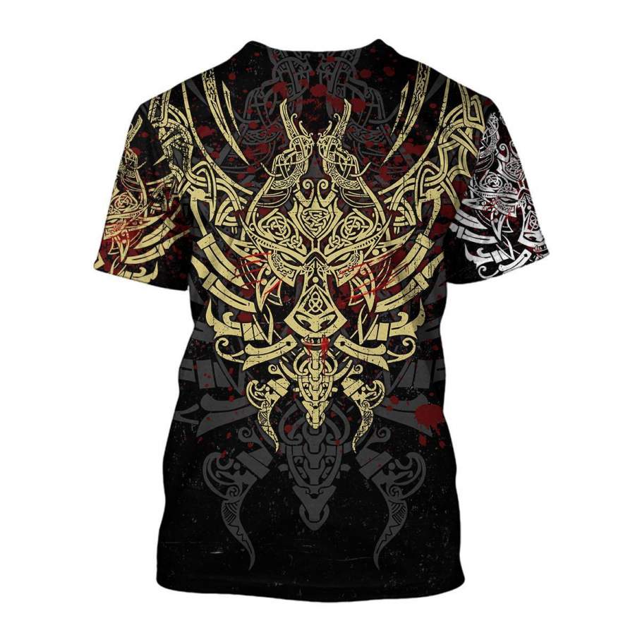 Viking Clothing Geki and Freki Viking Wolf Iii Tattoo T Shirt RLT12 - Wonder Print Shop