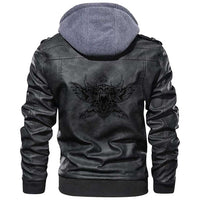 Viking Clothing Viking A Black Raven Zipper Leather Jacket RLT12 - Wonder Print Shop