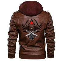 Viking Clothing Viking A Helmet Of The and Two Swords Valknut Zipper Leather Jacket RLT12 - Wonder Print Shop