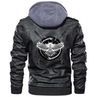 Viking Clothing Viking A Raven With Open Wings Sacred Sign Of Viking Zipper Leather Jacket RLT12 - Wonder Print Shop