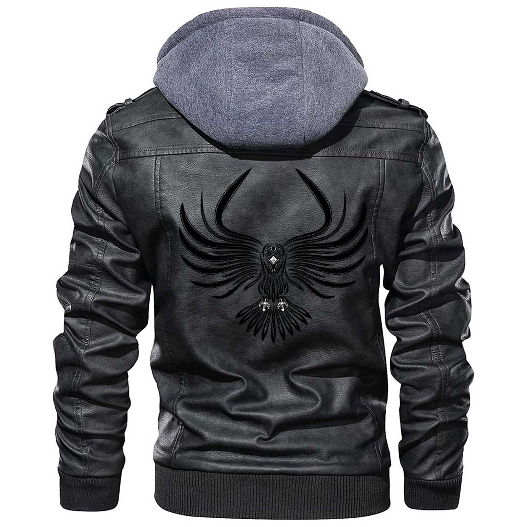 Viking Clothing Viking A Raven With Open Wings Zipper Leather Jacket RLT12 - Wonder Print Shop