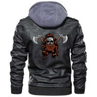 Viking Clothing Viking A Skull Wearing A Viking Zipper Leather Jacket RLT12 - Wonder Print Shop