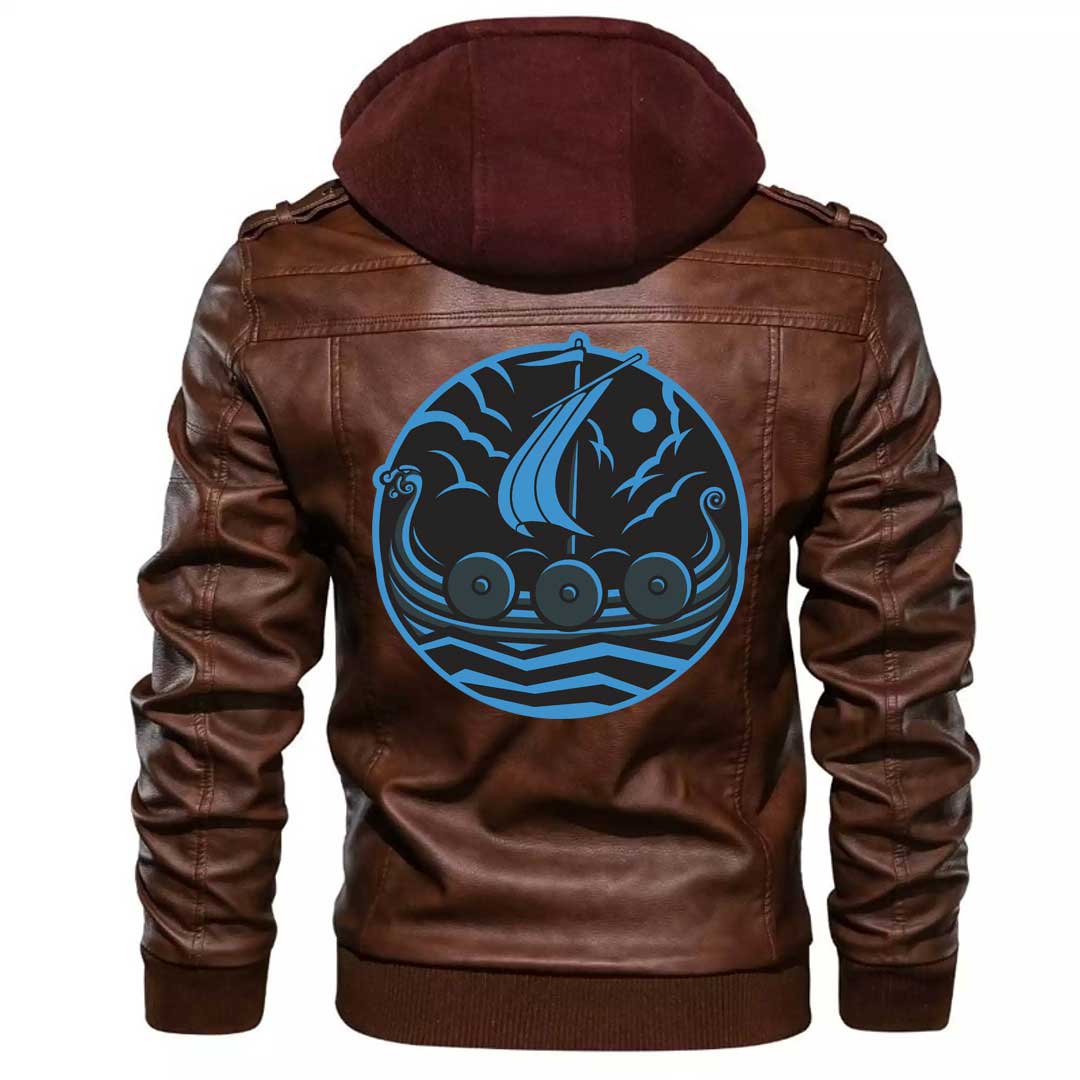 Viking Clothing Viking A Wooden Ship Zipper Leather Jacket RLT12 - Wonder Print Shop