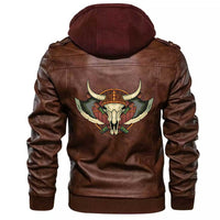 Viking Clothing Viking A Yak Skull and Equipment Zipper Leather Jacket RLT12 - Wonder Print Shop