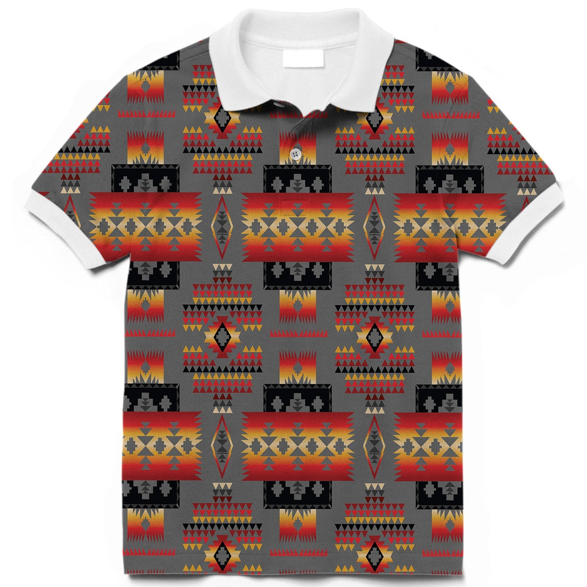 Gray Tribe Pattern Native American Polo T Shirt 3D LT10 - Wonder Print Shop
