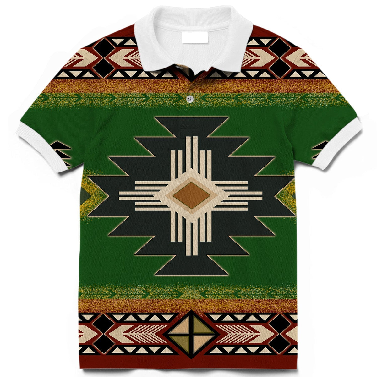 Southwest Green Symbol Native American Polo T Shirt 3D LT10 - Wonder Print Shop
