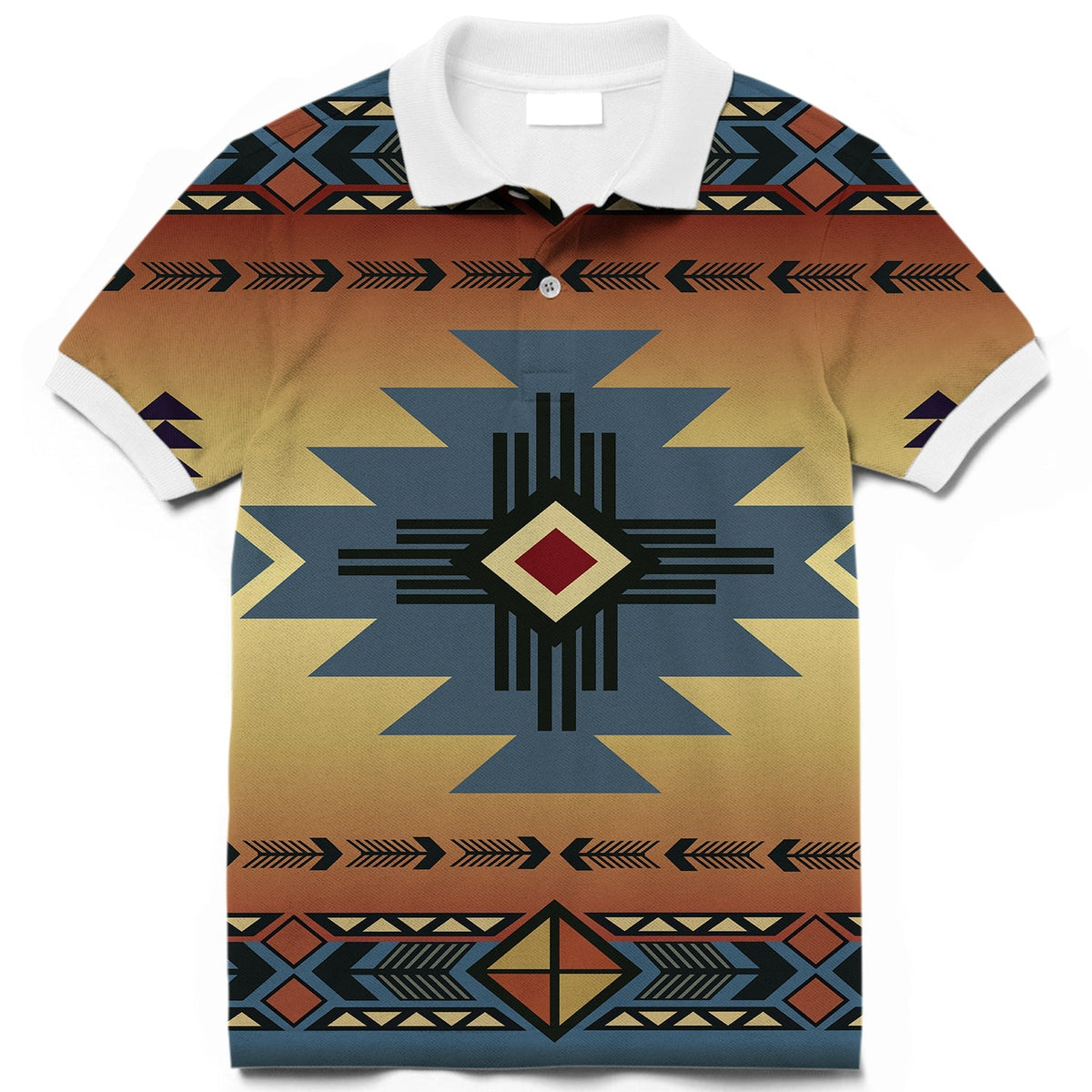 Southwest Blue Symbol Native American Polo T Shirt 3D LT10 - Wonder Print Shop