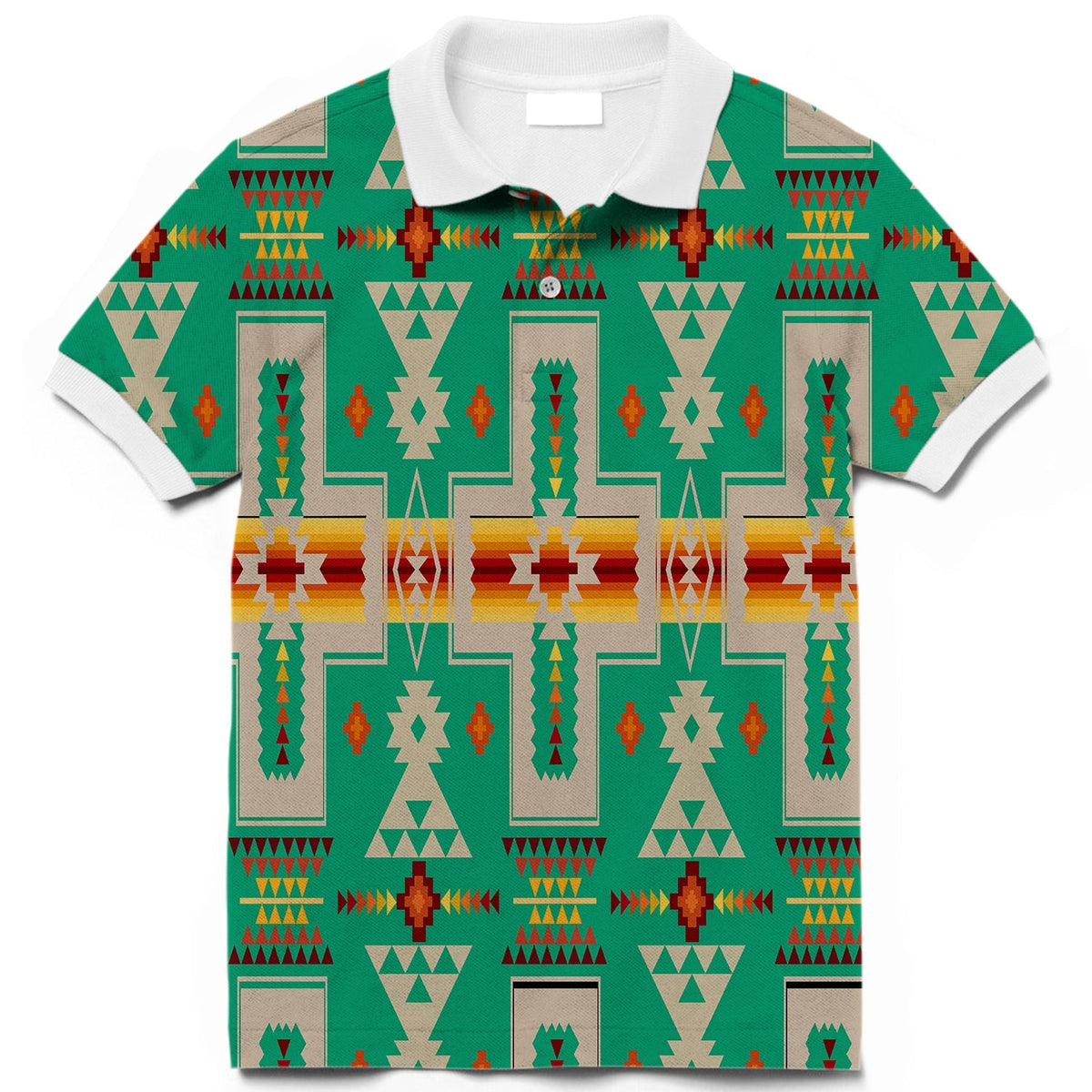 Green Tribe Design Native American Polo T Shirt 3D LT10 - Wonder Print Shop