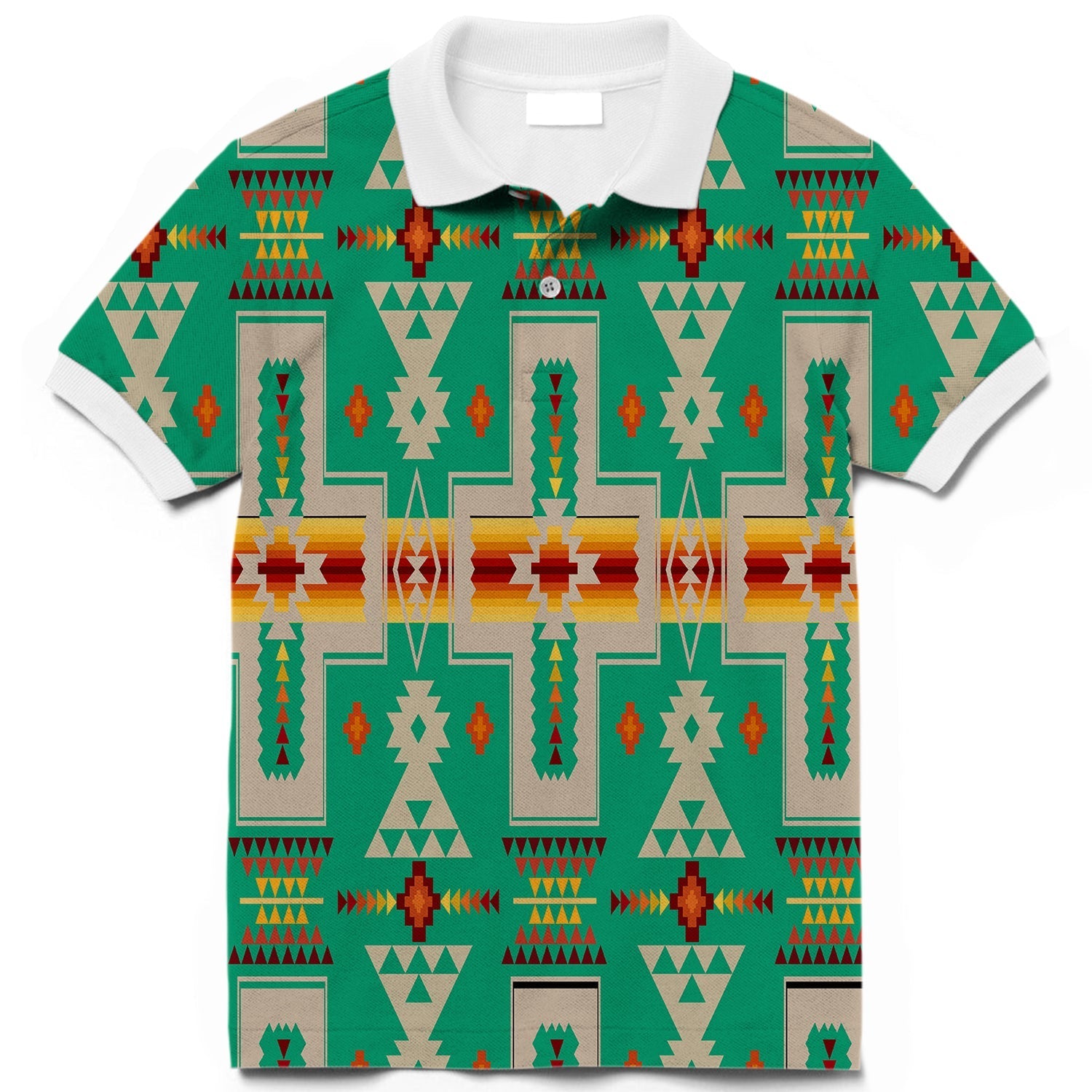 Green Tribe Design Native American Polo T Shirt 3D LT10 - Wonder Print Shop
