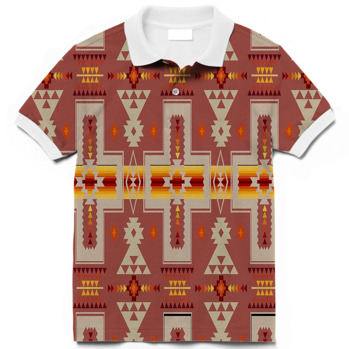 Tan Tribe Design Native American Polo T Shirt 3D LT10 - Wonder Print Shop
