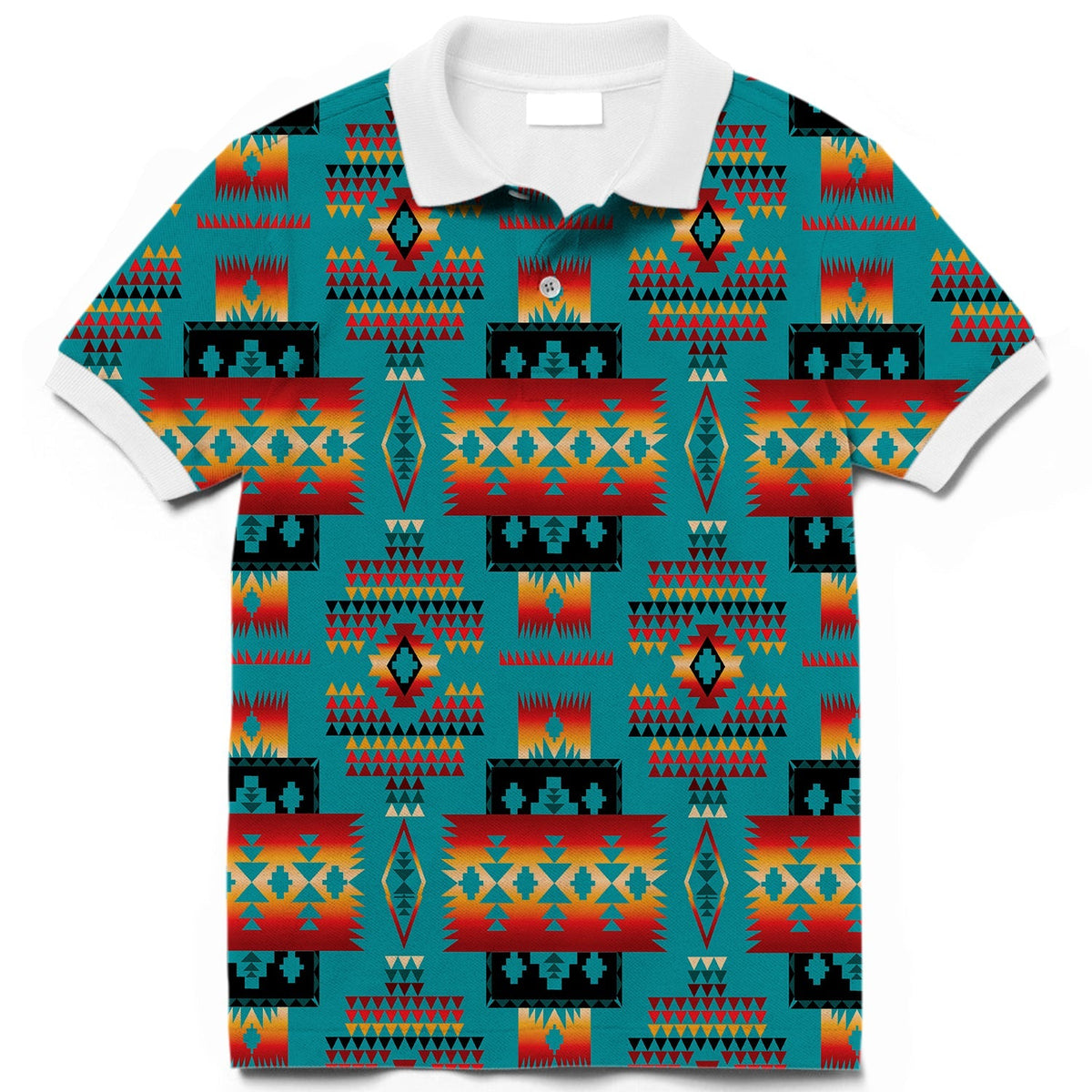 Blue Native Tribes Pattern Native American Polo T Shirt 3D LT10 - Wonder Print Shop