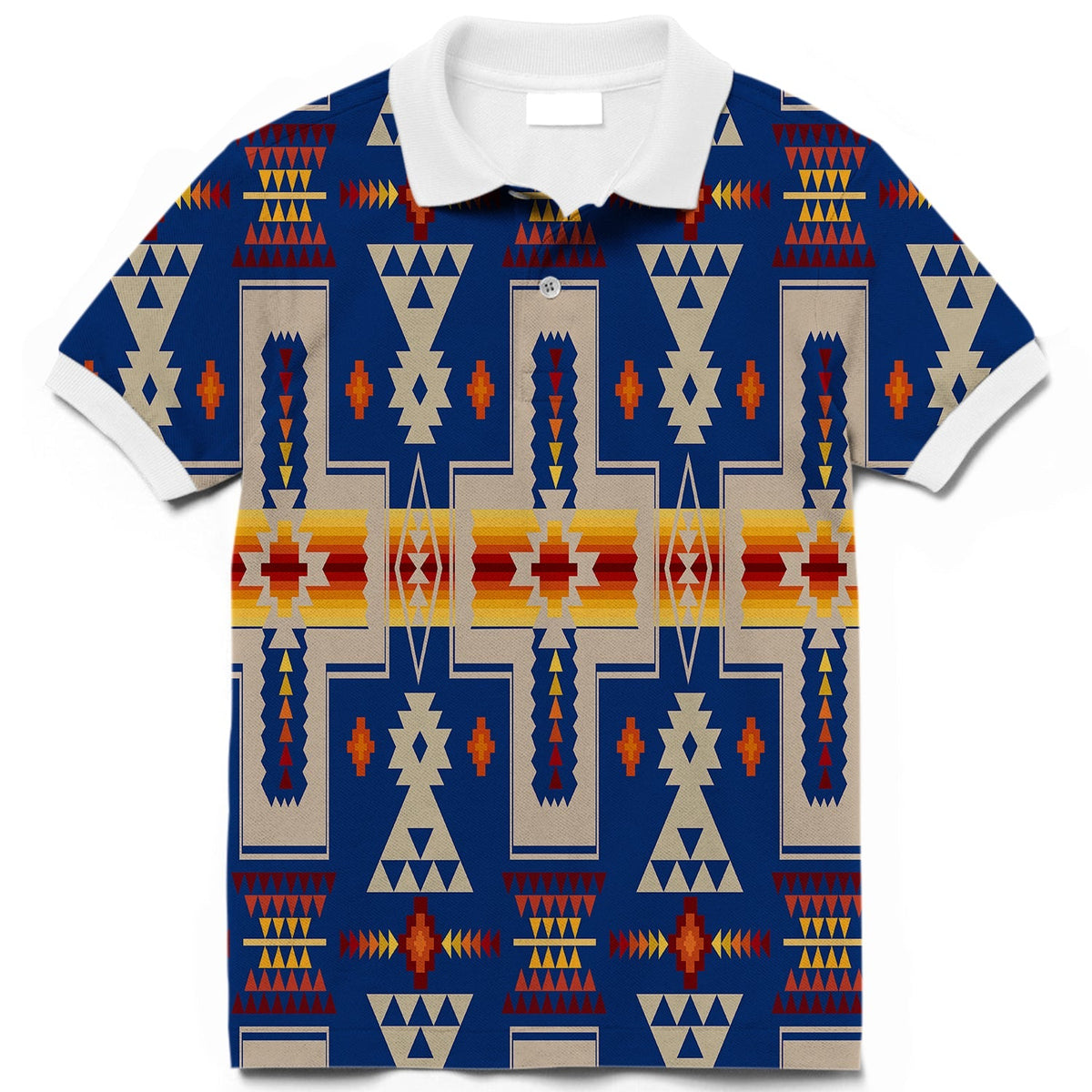 Navy Tribe Design Native American Polo T Shirt 3D LT10 - Wonder Print Shop