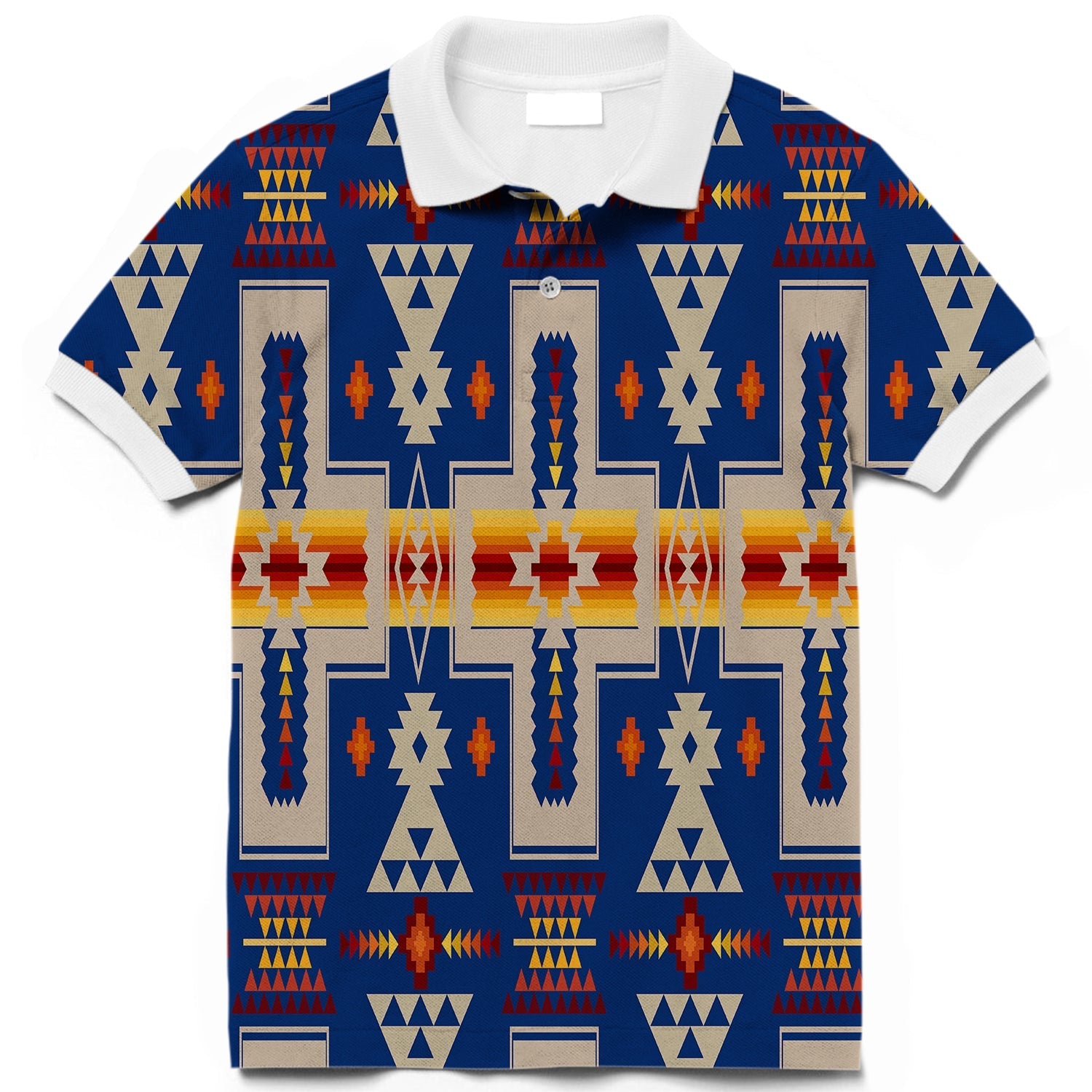Navy Tribe Design Native American Polo T Shirt 3D LT10 - Wonder Print Shop