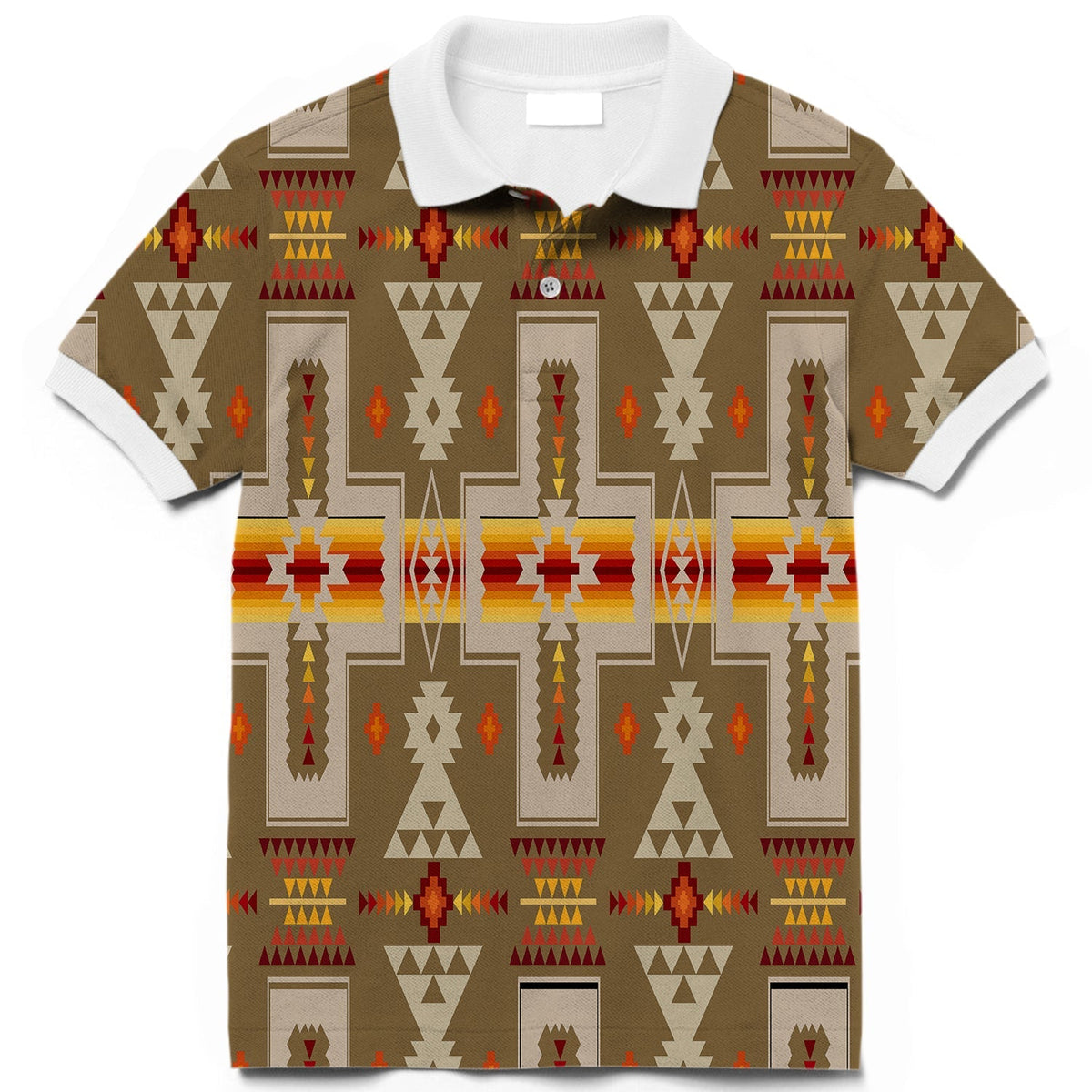 Light Brown Tribe Design Native American Polo T Shirt 3D LT10 - Wonder Print Shop