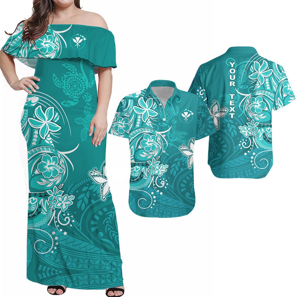 Personalised Hawaii Matching Hawaiian Shirt And Dress Polynesia Turquoise Sea Turtle Honu and Map LT13 - Wonder Print Shop