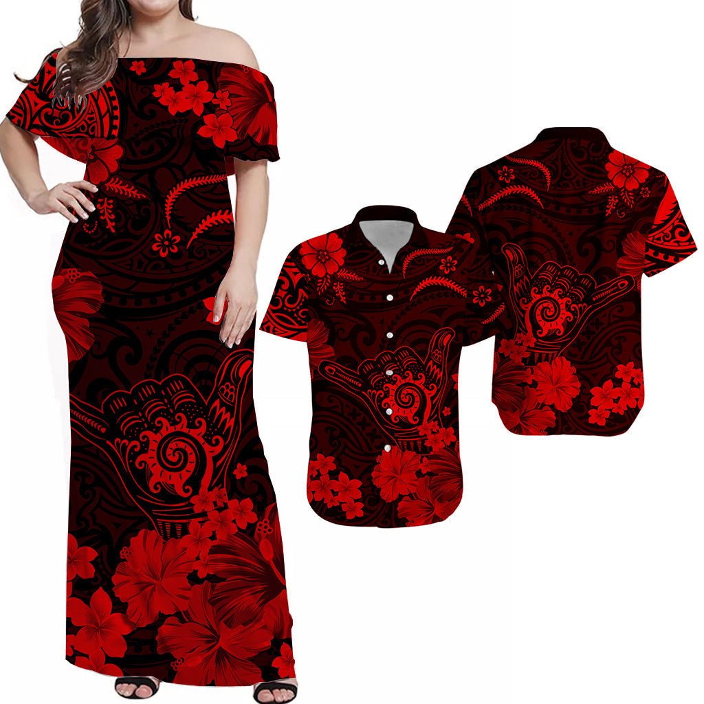 Hawaii Matching Hawaiian Shirt And Dress Polynesia Red Cool Shaka Sign LT13 - Wonder Print Shop