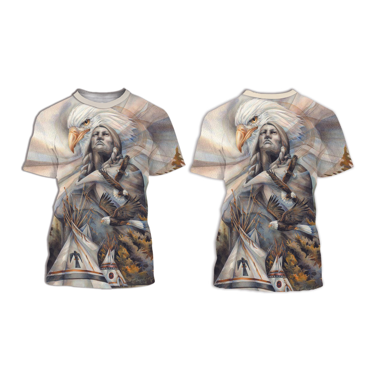 Native American Chief and Eagle 3D T Shirt LT10 - Wonder Print Shop