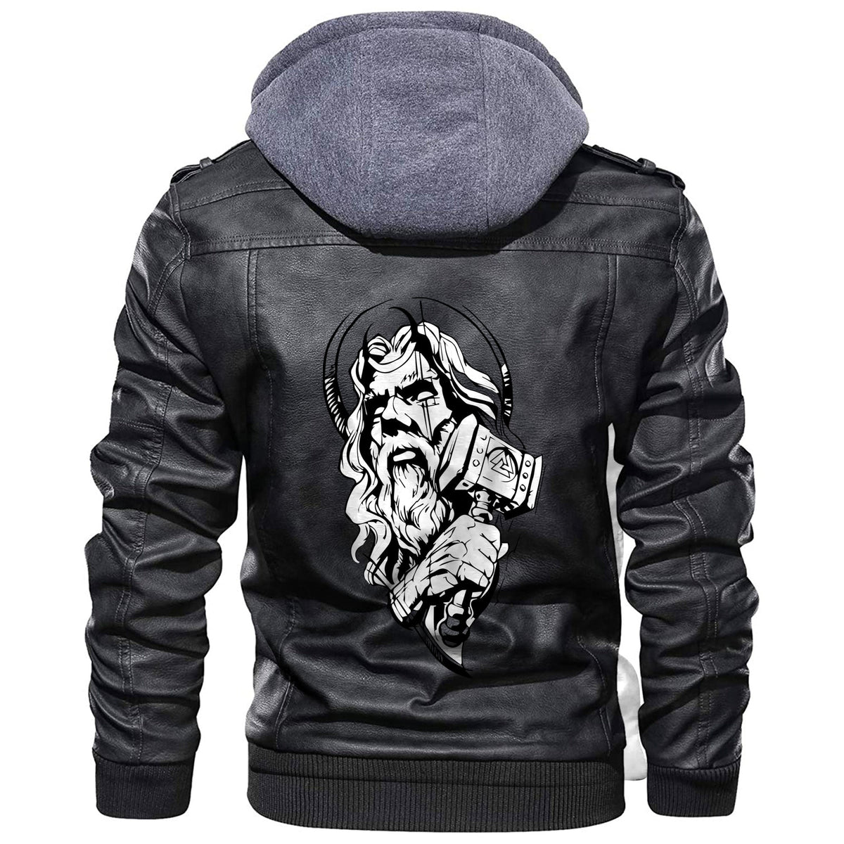 Viking Nordic God Odin and His Hammer Leather Jacket RLT12 - Wonder Print Shop