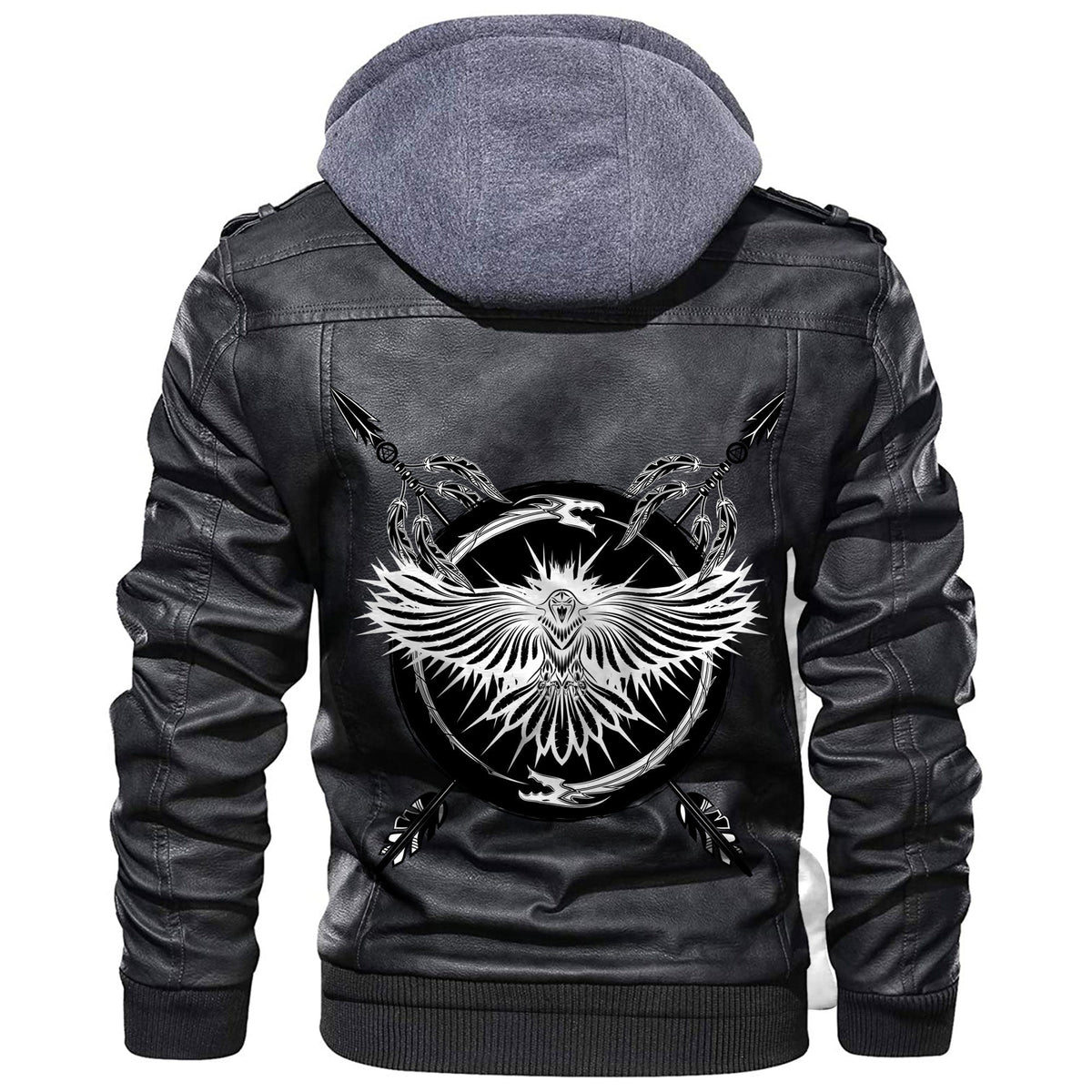 Viking Raven With Open Wings Sacred Sign Of Viking Leather Jacket RLT12 - Wonder Print Shop