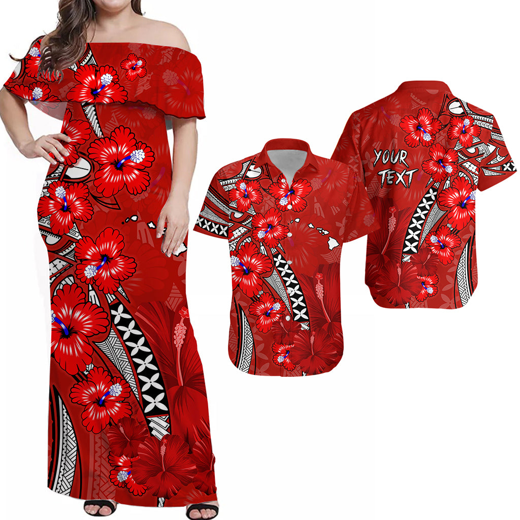 Personalised Hawaii Matching Hawaiian Shirt And Dress Polynesia Red Hibiscus and Map Mystical LT13 - Wonder Print Shop