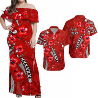 Personalised Hawaii Matching Hawaiian Shirt And Dress Polynesia Red Hibiscus and Map Mystical LT13 - Wonder Print Shop