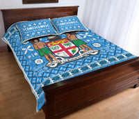 Fiji Quilt Bed Set Pattern - Fijian Tapa Pattern Blue LT13 - Wonder Print Shop