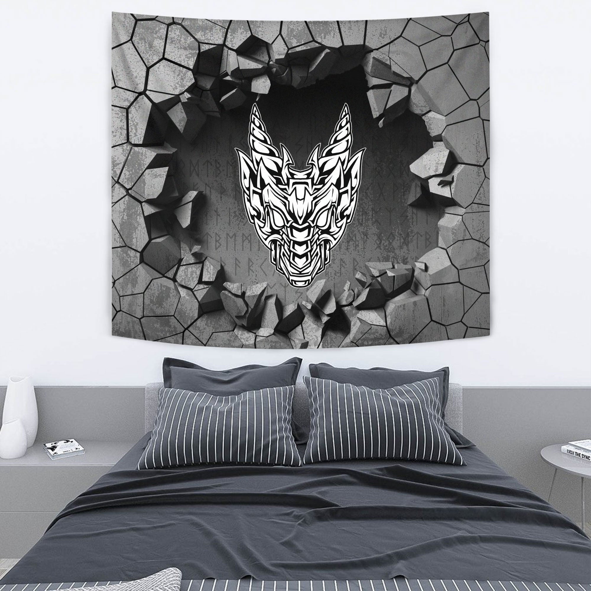Viking Tapestry - Abstract Horned Dragon Tapestry RLT12 - Wonder Print Shop