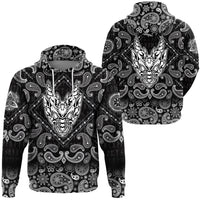 Viking Hoodie Abstract Horned Dragon with Bandana Paisley Style RLT12 - Wonder Print Shop