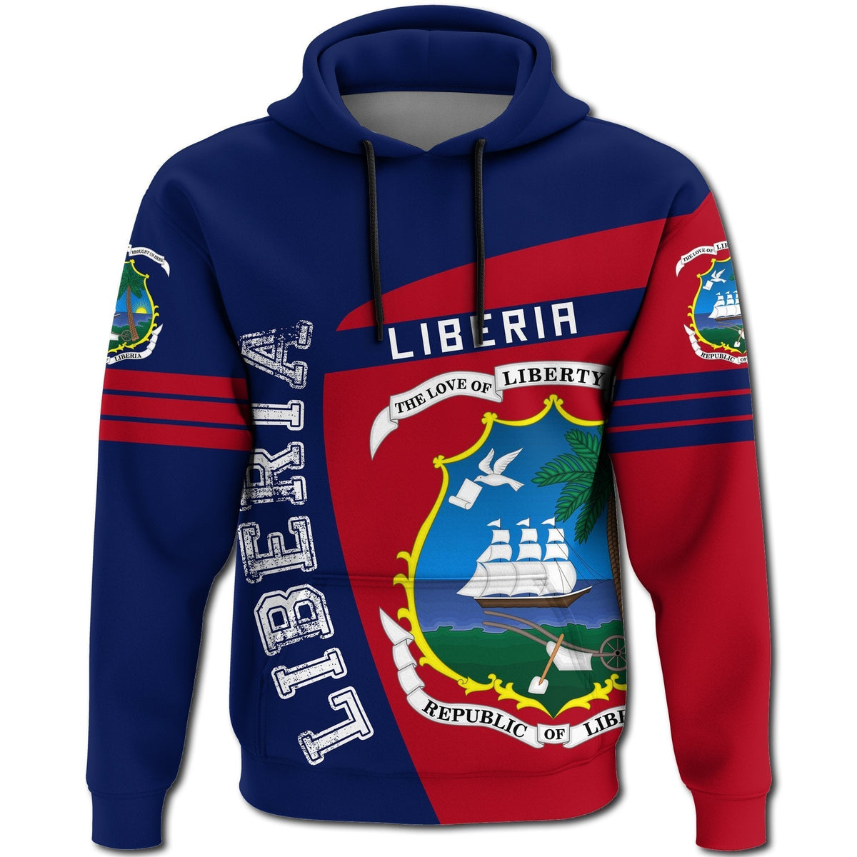 African Hoodie Liberia Hoodie Sport Premium - Wonder Print Shop