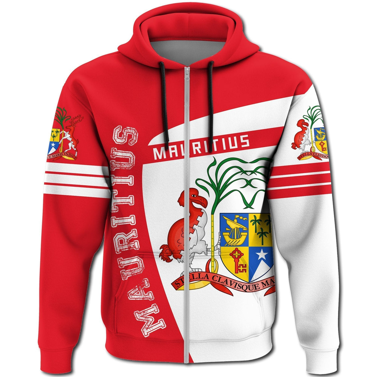 African Zip Hoodie Mauritius Zip Hoodie Sport Premium - Wonder Print Shop