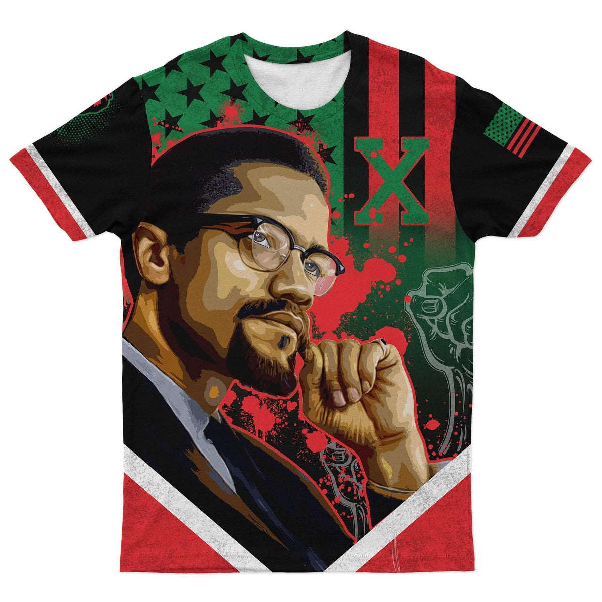 African T Shirt African American Flag Malcolm X Tee - Wonder Print Shop