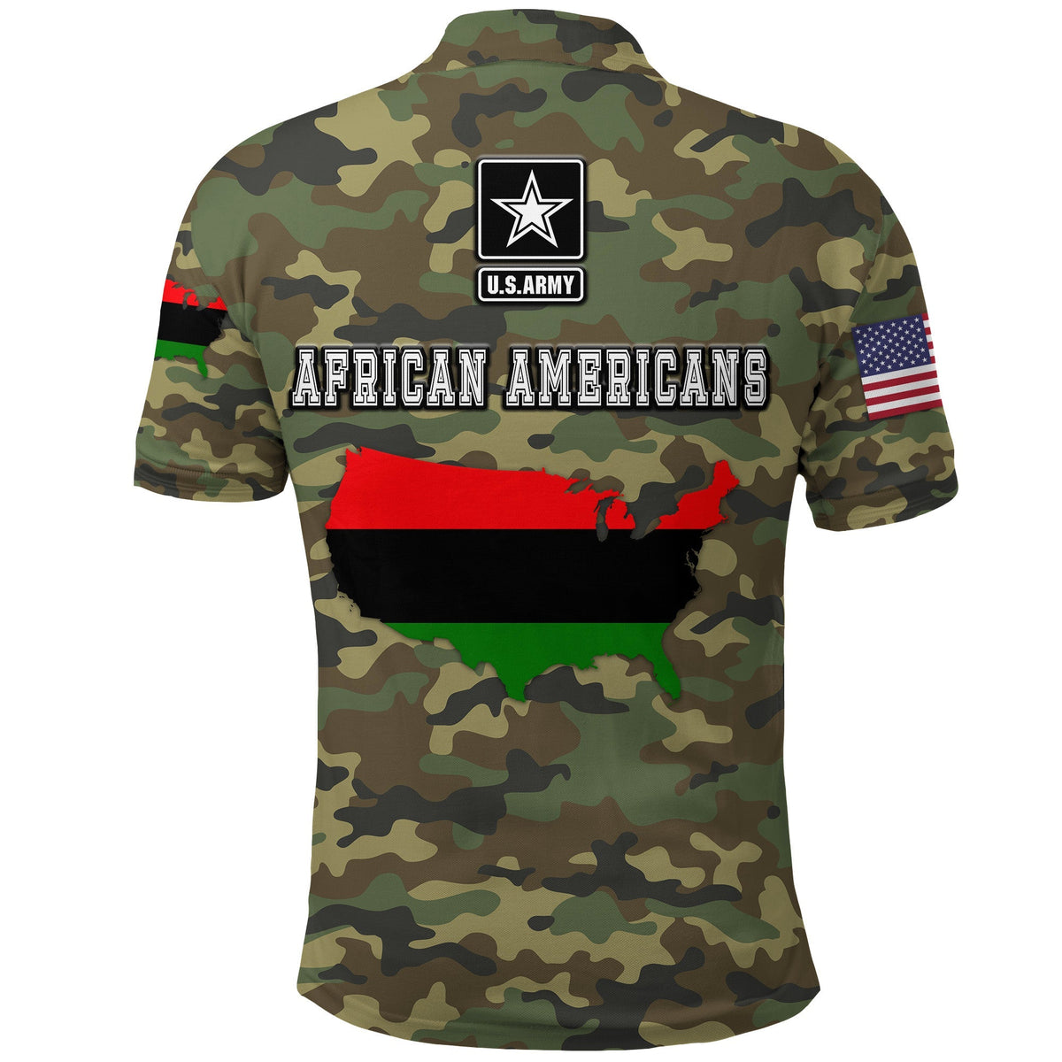 Military of African Americans Polo Shirt Flag Simple Style LT8 - Wonder Print Shop