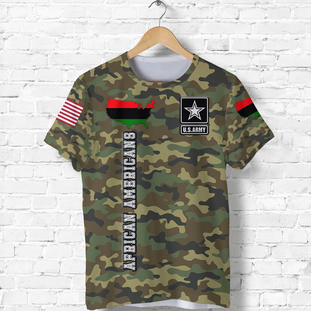 Custom Military of African Americans T Shirt Flag Simple Style LT8 - Wonder Print Shop