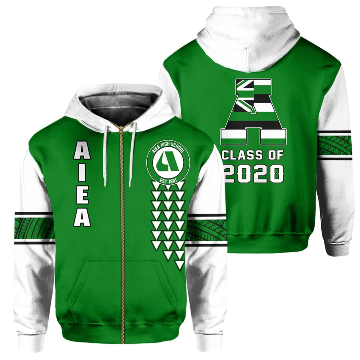 Custom Hawaii Hoodie Aiea High Custom Your Class Zip Hoodie - Wonder Print Shop