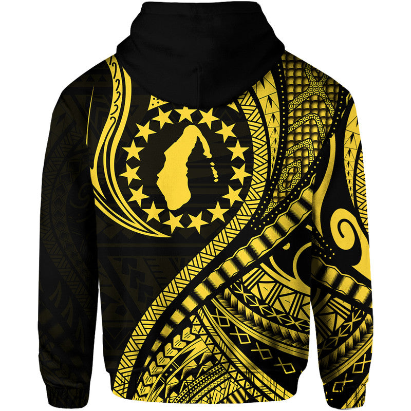 Aitutaki Cook Islands Hoodie Gold Polynesian Wave Style - Wonder Print Shop