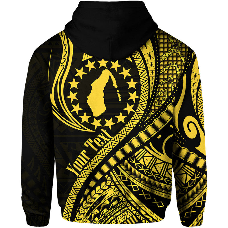 Custom Personalised Aitutaki Cook Islands Hoodie Gold Polynesian Wave Style - Wonder Print Shop