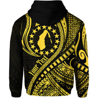 Custom Personalised Aitutaki Cook Islands Hoodie Gold Polynesian Wave Style - Wonder Print Shop