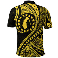 Aitutaki Cook Islands Polo Shirt Gold Polynesian Wave Style - Wonder Print Shop