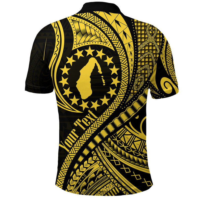 Custom Aitutaki Cook Islands Polo Shirt Gold Polynesian Wave Style - Wonder Print Shop