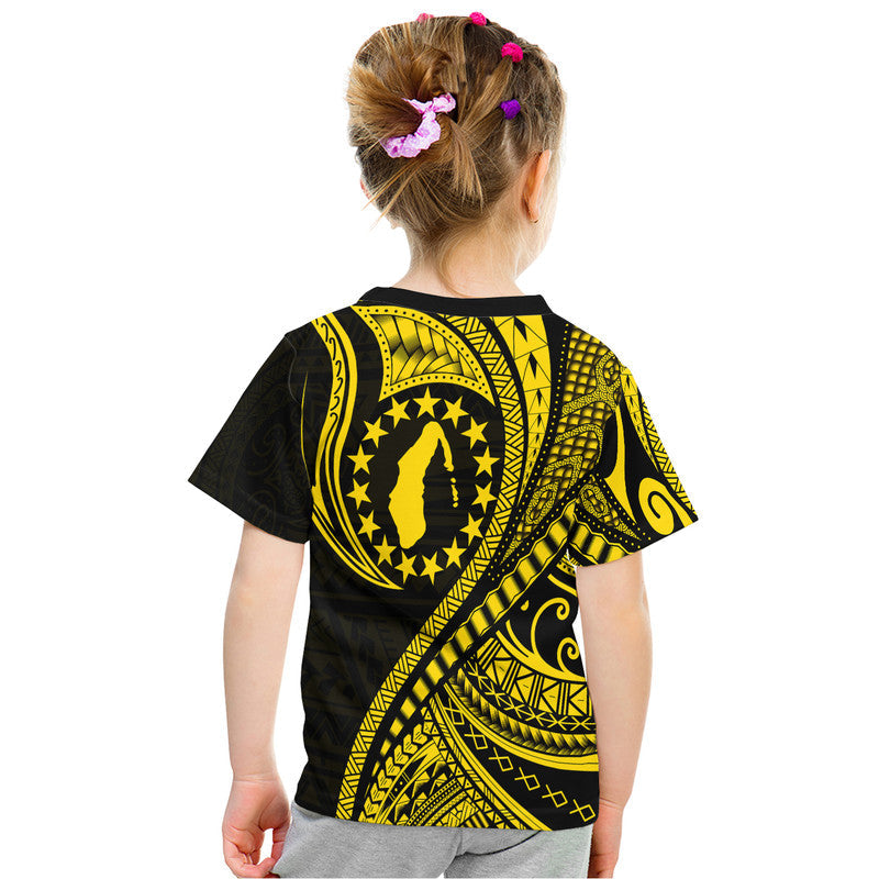 Aitutaki Cook Islands T Shirt Gold Polynesian Wave Style - Wonder Print Shop